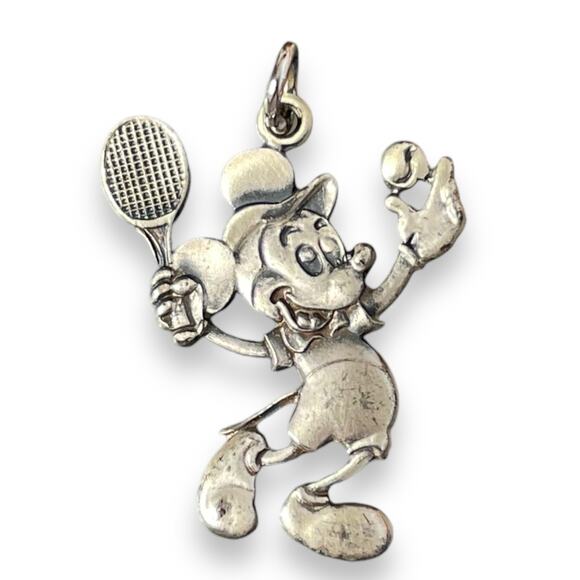 Sterling Jewelry - VINTAGE MICKEY MOUSE STERLING SILVER CHARM PENDANT 925 DISNEY TENNIS
